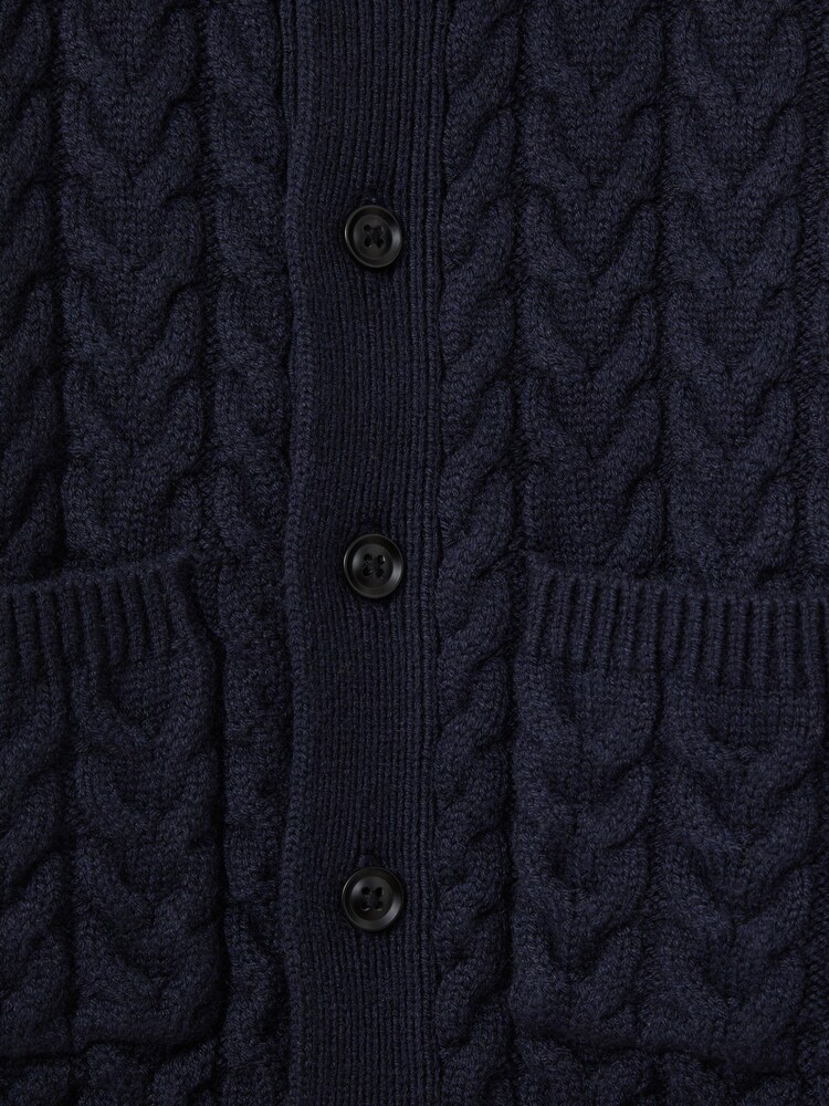 Reiss Navy Fleet 3-9 yrs Cable-Knit Cardigan - Image 4 of 4 Reiss Navy Fleet 3-9 yrs Cable-Knit Cardigan - Image 4 of 4