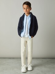 Reiss Navy Nimbus 9-13 yrs Ribbed Shawl Cardigan With Merino Wool - Image 3 of 4
