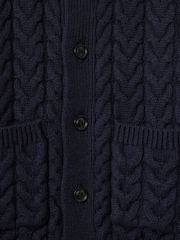 Reiss Navy Fleet 9-13 yrs Cable-Knit Cardigan - Image 4 of 4