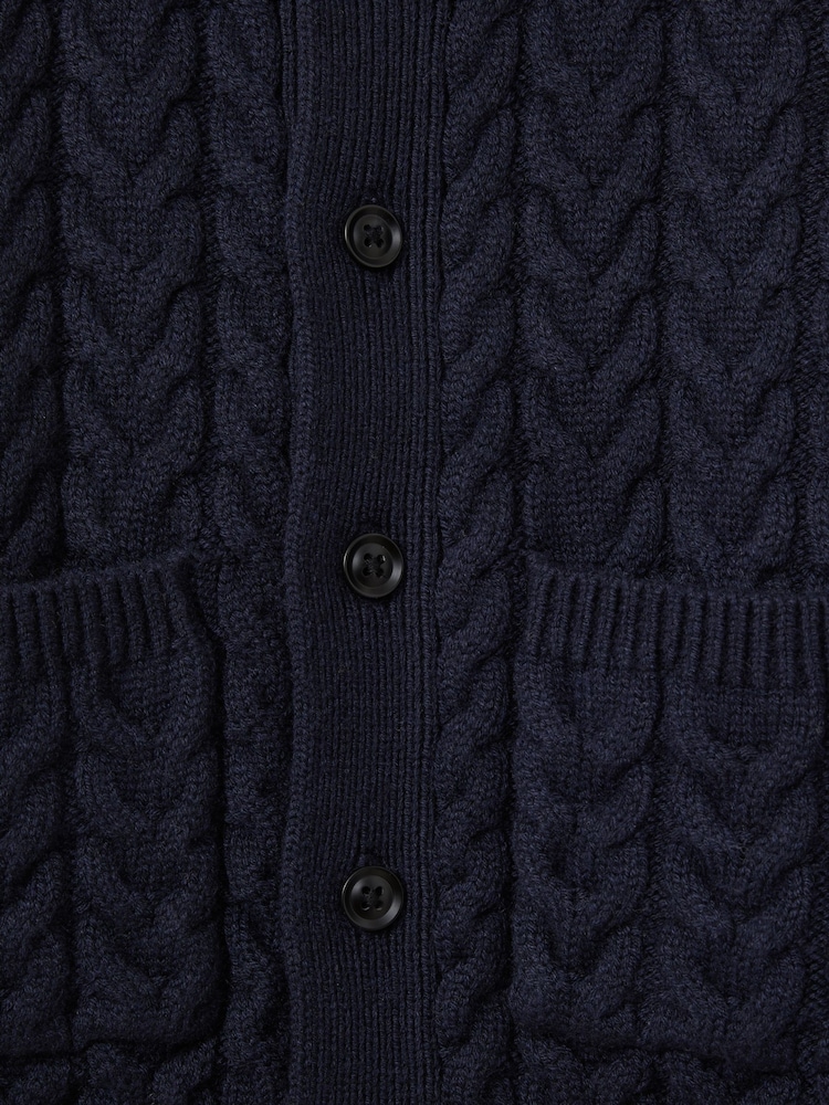 Reiss Navy Fleet 9-13 yrs Cable-Knit Cardigan - Image 4 of 4