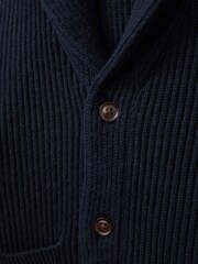 Reiss Navy Nimbus 3-9 yrs Ribbed Shawl Cardigan With Merino Wool - Image 4 of 4