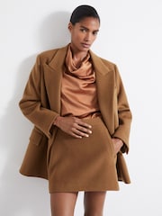 Camel - Falda de traje en mezcla de lana virgen y pelo de camello Blake Atelier de Reiss - Imagen 3 de 6