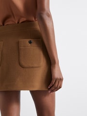 Camel - Falda de traje en mezcla de lana virgen y pelo de camello Blake Atelier de Reiss - Imagen 5 de 6