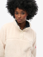 Superdry Cream Supersoft Henley 100% Cotton Fleeces - Image 3 of 5