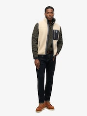 Superdry White Vintage Retro Fleece Relaxed Gilet - Image 2 of 2