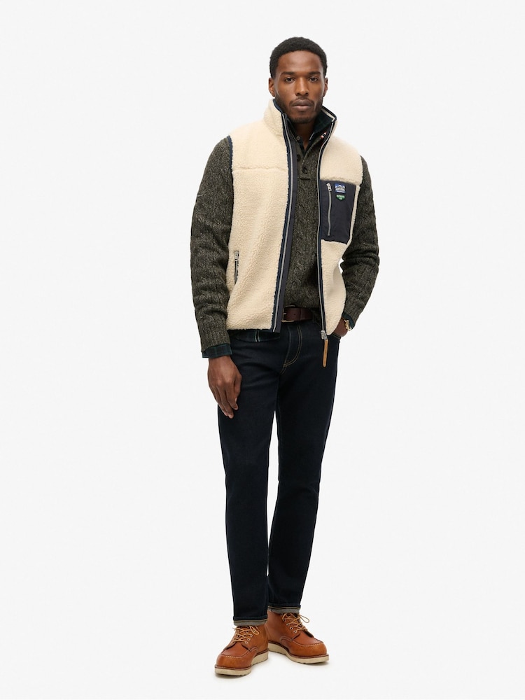 Superdry White Vintage Retro Fleece Relaxed Gilet - Image 2 of 2