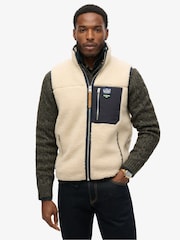Superdry White Vintage Retro Fleece Gilet - Image 4 of 4