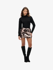 Superdry Pink Sequin Disc Mini Skirt - Image 1 of 6