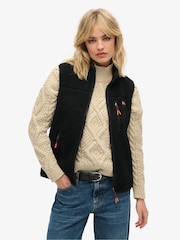 Noir - Superdry Outdoor Gilet en polaire 100% coton - Image 1 de 6
