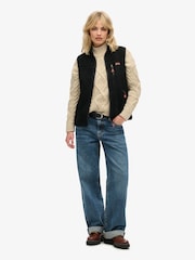 Noir - Superdry Outdoor Gilet en polaire 100% coton - Image 2 de 6