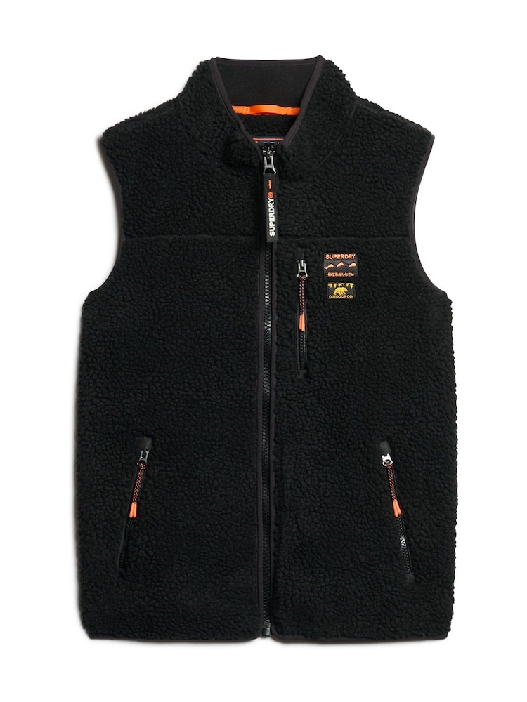 Superdry Black Outdoor Fleece 100% Cotton Gilet - Image 4 of 6