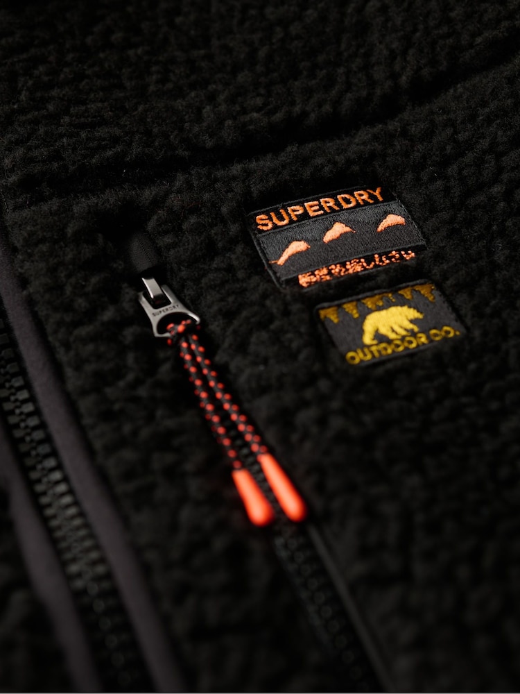 Superdry Black Outdoor Fleece 100% Cotton Gilet - Image 5 of 6