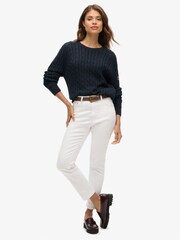 Blau - Superdry Slouchy-Pullover mit Zopfmuster aus 100 % Baumwolle - Bild 1 von 1