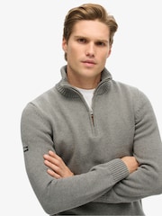 Superdry Grey 100% Cotton Classics Knit Henley Jumper - Image 3 of 5