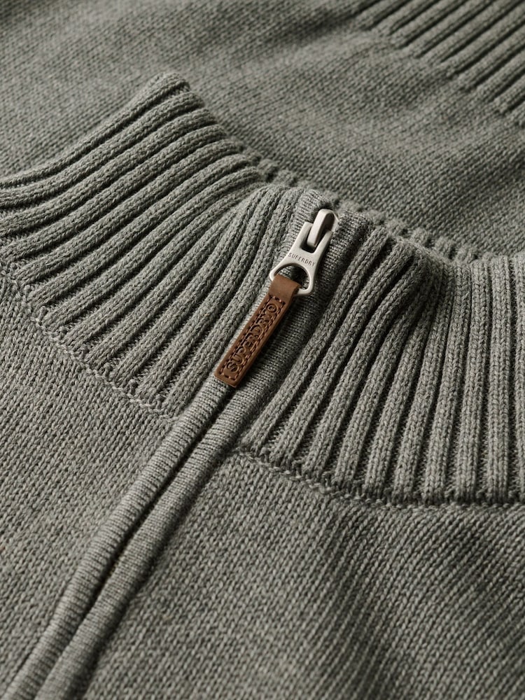 Superdry Grey 100% Cotton Classics Knit Henley Jumper - Image 5 of 5