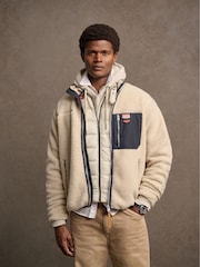 Superdry White Vintage Retro Full Zip Relaxed Fleece - Image 1 of 8
