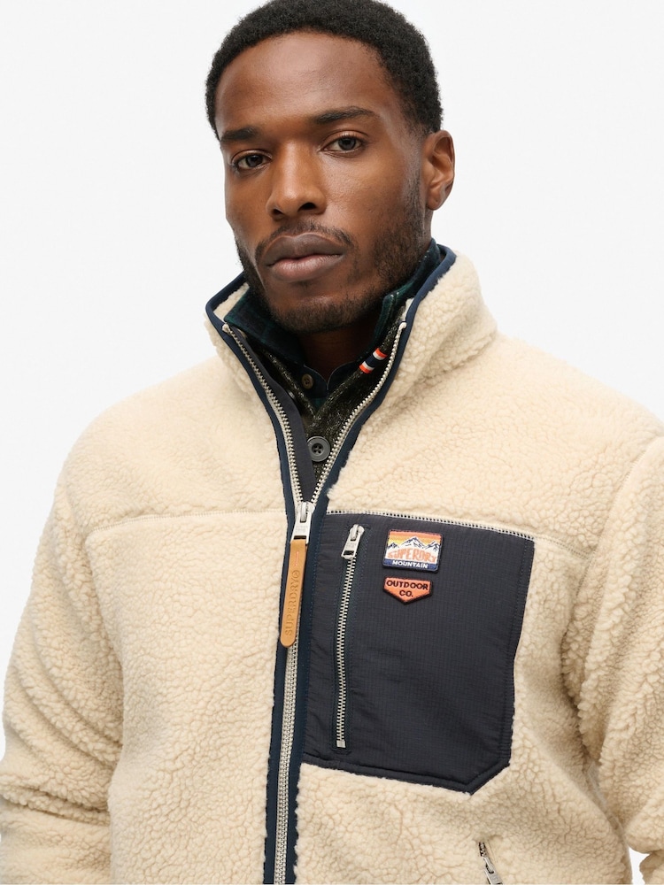 Superdry White Vintage Retro Full Zip Relaxed Fleece - Image 2 of 8