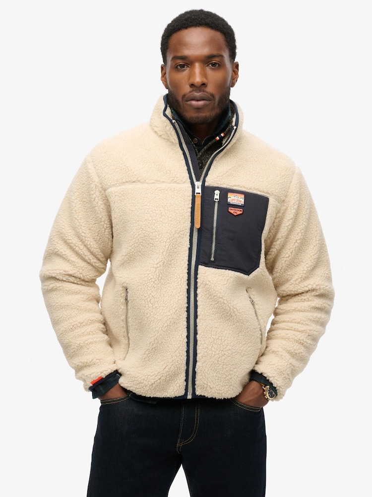 Superdry White Vintage Retro Full Zip Relaxed Fleece - Image 3 of 8