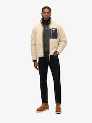 Superdry White Vintage Retro Full Zip Relaxed Fleece - Image 5 of 8