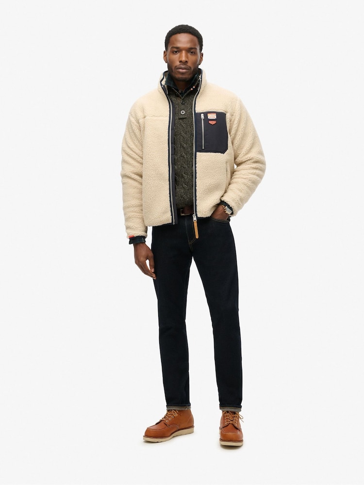 Superdry White Vintage Retro Full Zip Relaxed Fleece - Image 5 of 8