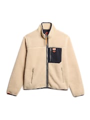 Superdry White Vintage Retro Full Zip Relaxed Fleece - Image 6 of 8