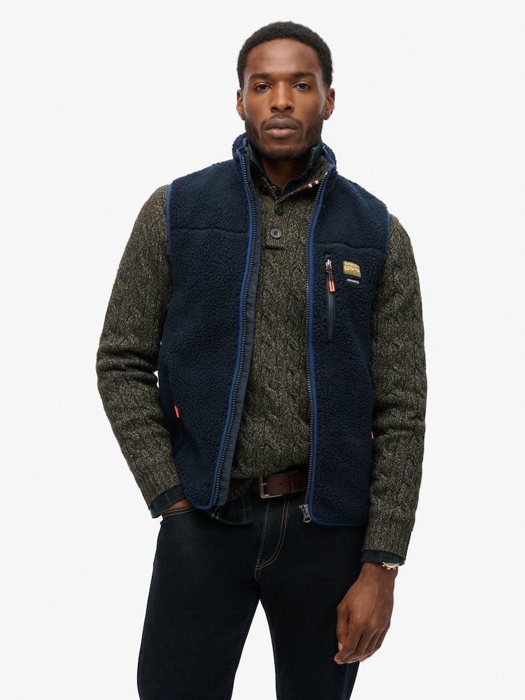Superdry Blue Outdoor Fleece Relaxed Gilet - Image 1 of 6