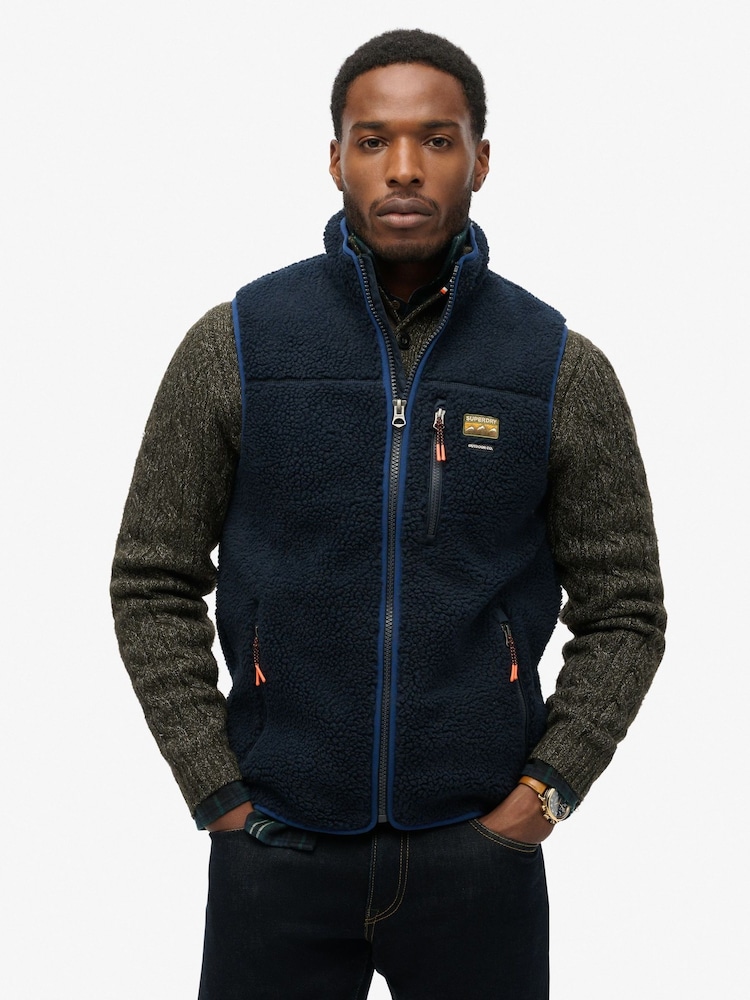 Superdry Blue Outdoor Fleece Relaxed Gilet - Image 2 of 6