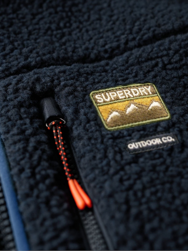 Superdry Blue Outdoor Fleece Relaxed Gilet - Image 6 of 6