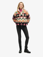 Superdry White Pink Supersoft Printed Henley 100% Cotton Sweatshirt - Image 2 of 6