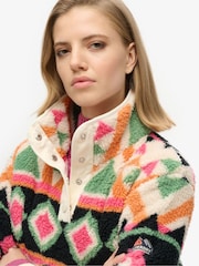 Superdry White Pink Supersoft Printed Henley 100% Cotton Sweatshirt - Image 3 of 6