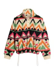Superdry White Pink Supersoft Printed Henley 100% Cotton Sweatshirt - Image 4 of 6