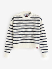 Superdry Stripe Crochet Cropped Crew 100% Cotton Jumper - Bild 4 von 4