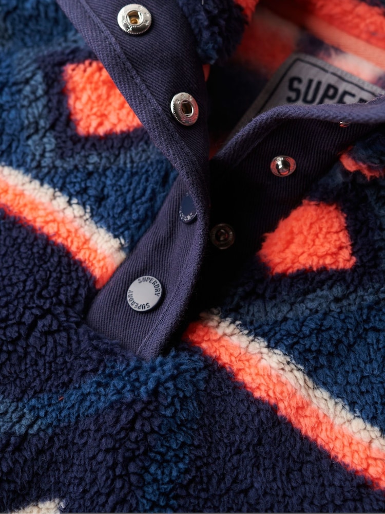 Superdry Blue Supersoft Printed Henley 100% Cotton T-Shirt - Image 6 of 7
