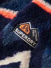 Superdry Blue Supersoft Printed Henley 100% Cotton T-Shirt - Image 7 of 7