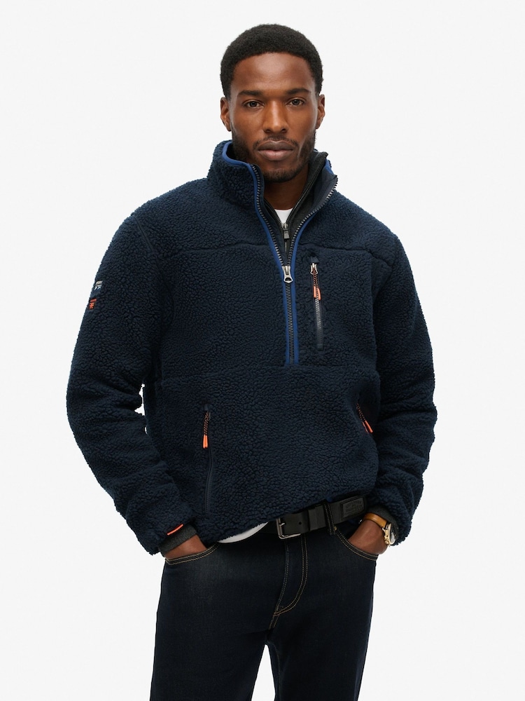 Albastru - Bluză din fleece cu fermoar pe jumătate și croi pătrat Superdry Outdoor - Image 1 of 4