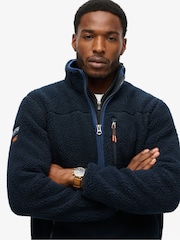 Albastru - Bluză din fleece cu fermoar pe jumătate și croi pătrat Superdry Outdoor - Image 3 of 4