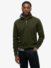 Superdry Green Green Utility Logo Henley 100% Cotton Sweatshirts - Image 1 of 5