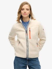 Superdry White Outdoor Full Zip 100% Cotton Fleece - Image 4 of 8