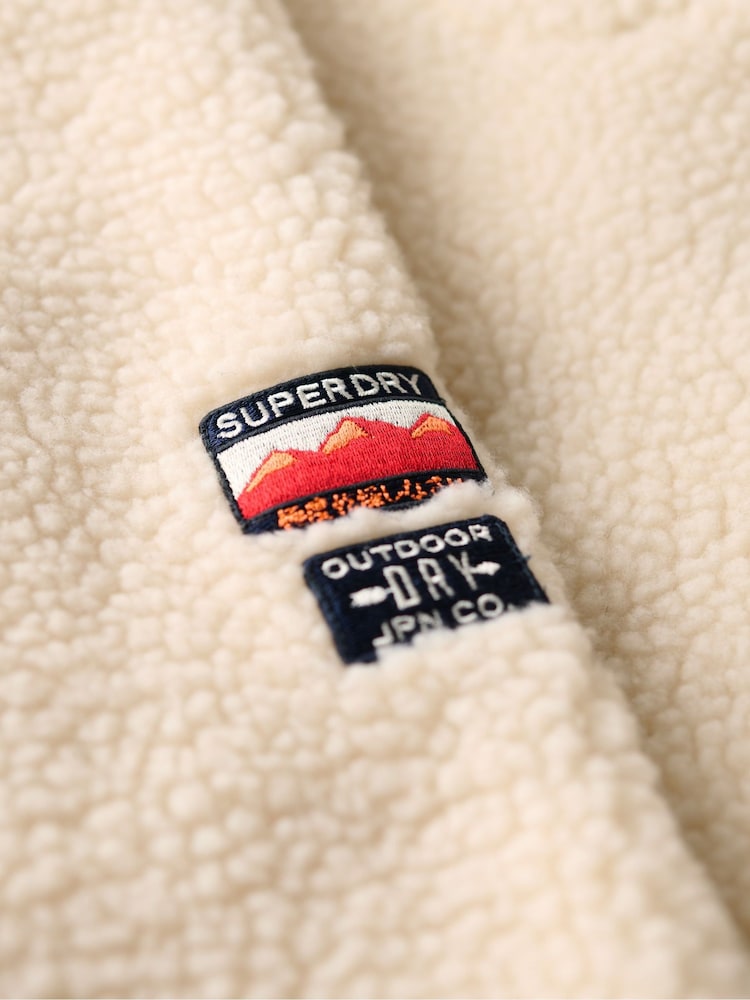 Superdry White Outdoor Full Zip 100% Cotton Fleece - Image 8 of 8