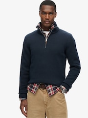 Superdry Blue 100% Cotton Classics Knit Henley Jumper - Image 5 of 9