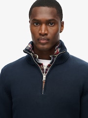 Superdry Blue 100% Cotton Classics Knit Henley Jumper - Image 7 of 9