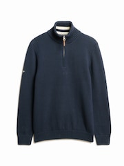 Superdry Blue 100% Cotton Classics Knit Henley Jumper - Image 8 of 9