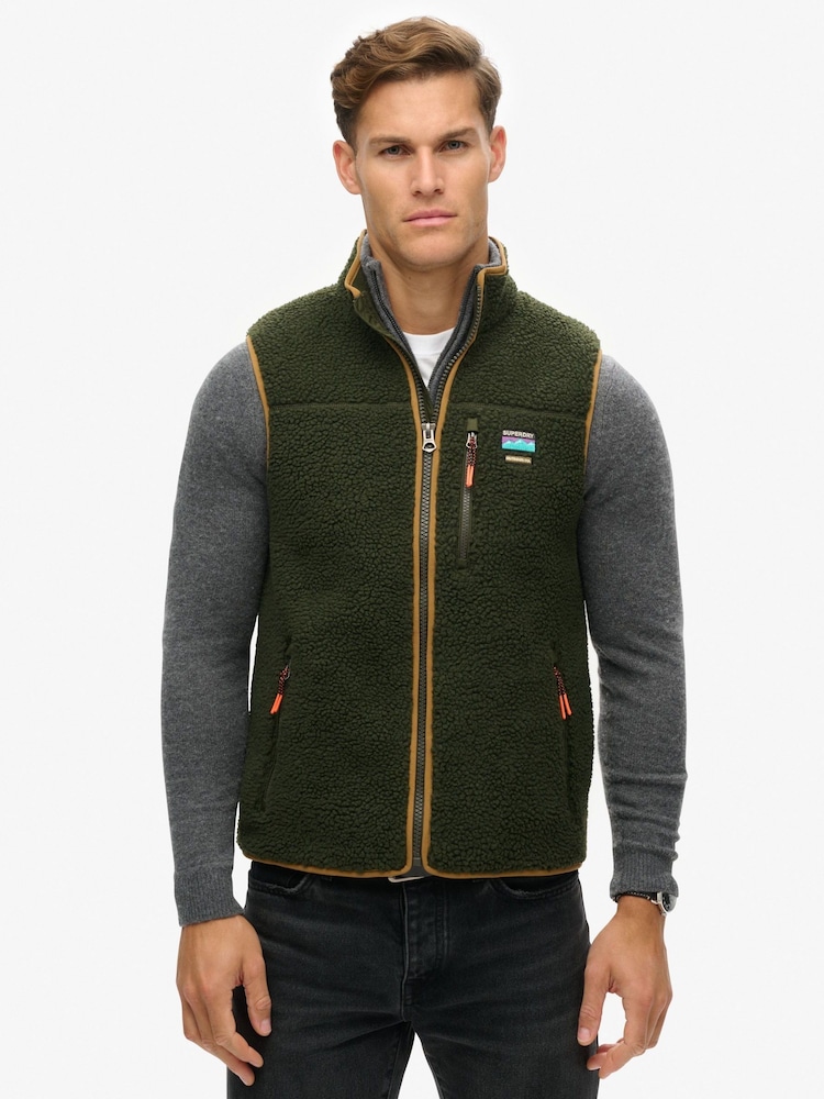 Superdry Green Outdoor Fleece Relaxed Gilet - Image 1 of 7