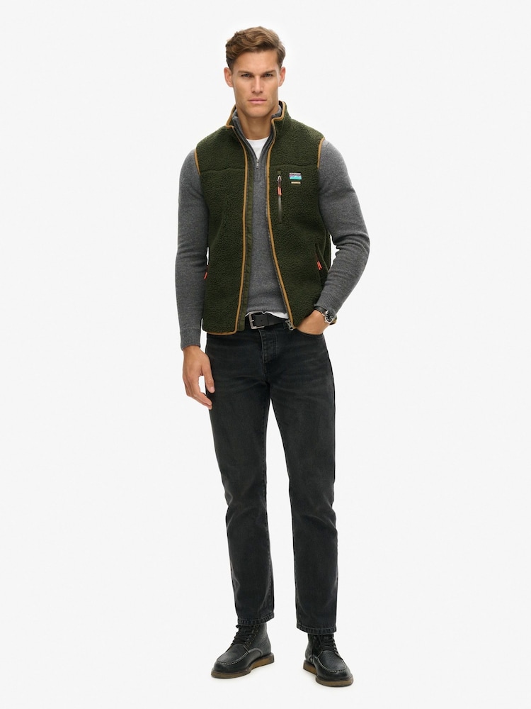 Superdry Green Outdoor Fleece Relaxed Gilet - Image 2 of 7