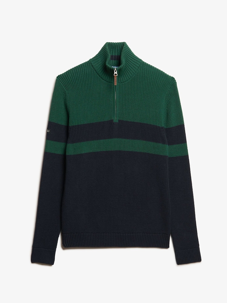 Superdry Blue 100% Cotton Classics Stripe Henley Jumper - Image 3 of 3 Superdry Blue 100% Cotton Classics Stripe Henley Jumper - Image 3 of 3