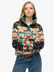 Superdry Green Pink Supersoft Printed Henley 100% Cotton Sweatshirt - Image 1 of 6