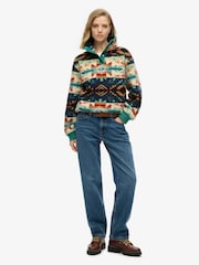 Superdry Green Pink Supersoft Printed Henley 100% Cotton Sweatshirt - Image 2 of 6