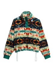 Superdry Green Pink Supersoft Printed Henley 100% Cotton Sweatshirt - Image 4 of 6