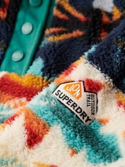 Superdry Green Pink Supersoft Printed Henley 100% Cotton Sweatshirt - Image 5 of 6
