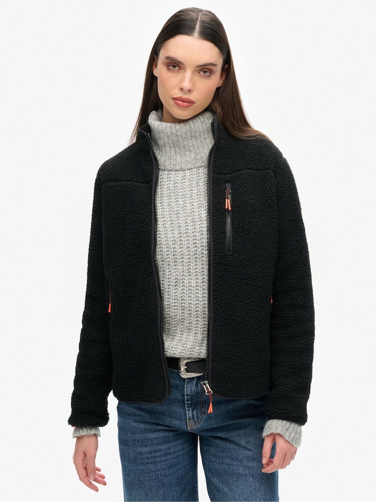 Superdry Black Outdoor Full Zip 100% Cotton Fleece - Image 1 of 5